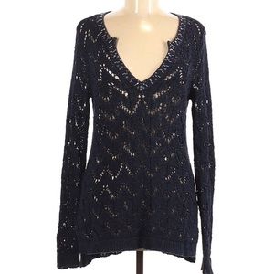 White House Black Market Dark Blue Crochet Sweater
